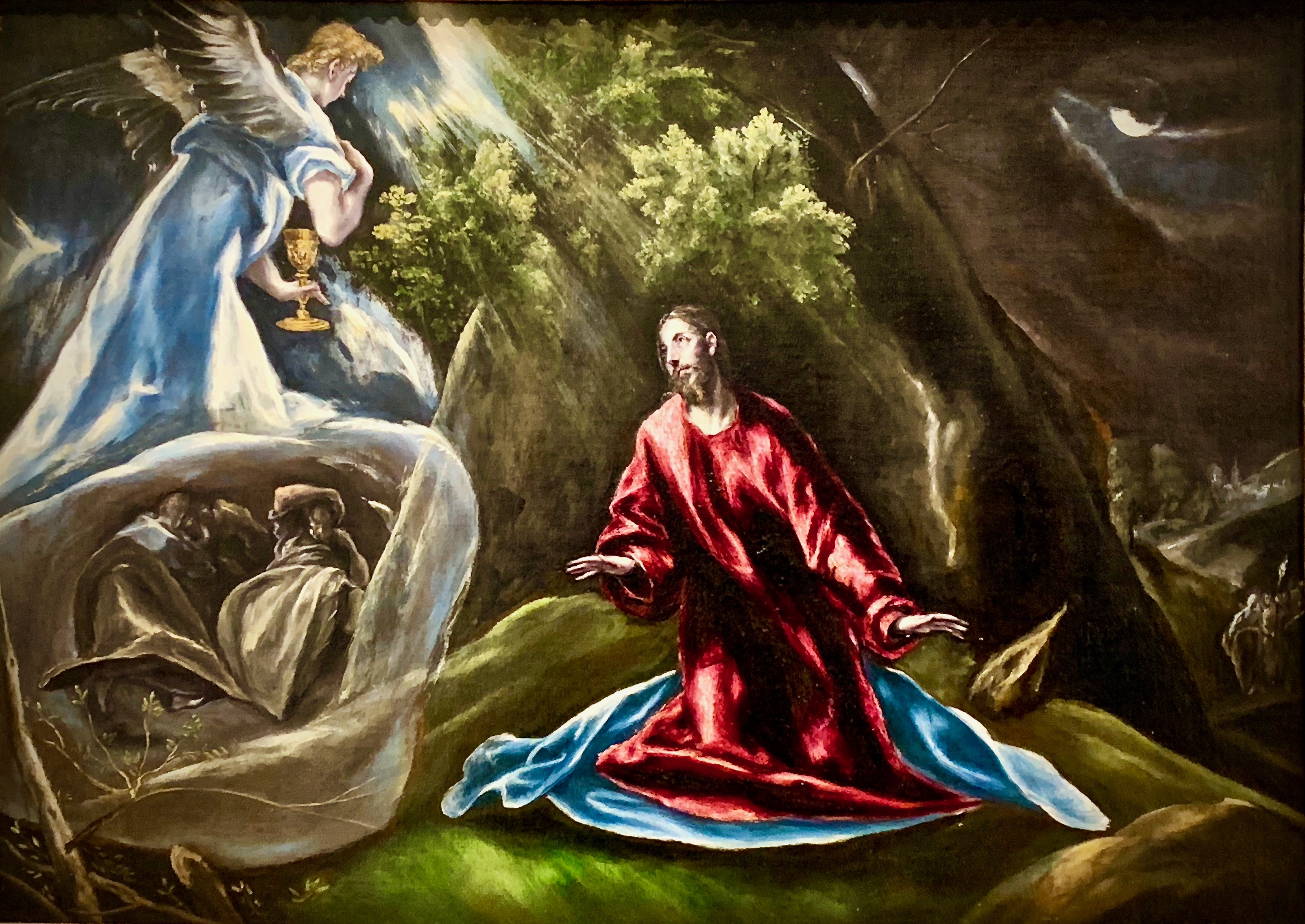L’agonie du Christ au jardin des oliviers vers 1600 Greco Lumières